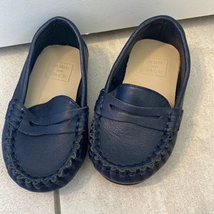 Infant Janie and Jack navy blue leather loafers